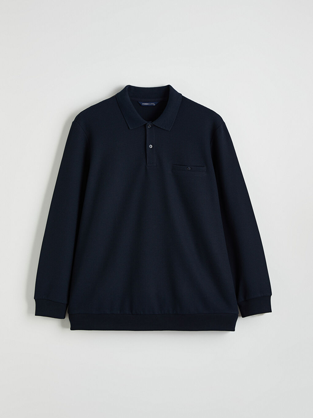 Lacivert Polo Yaka Erkek Sweatshirt