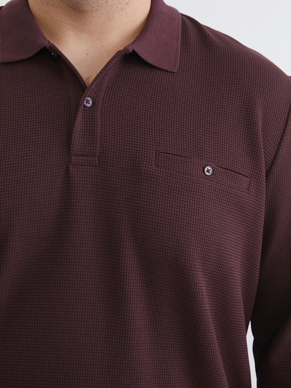 Bordo Polo Yaka Erkek Sweatshirt-2