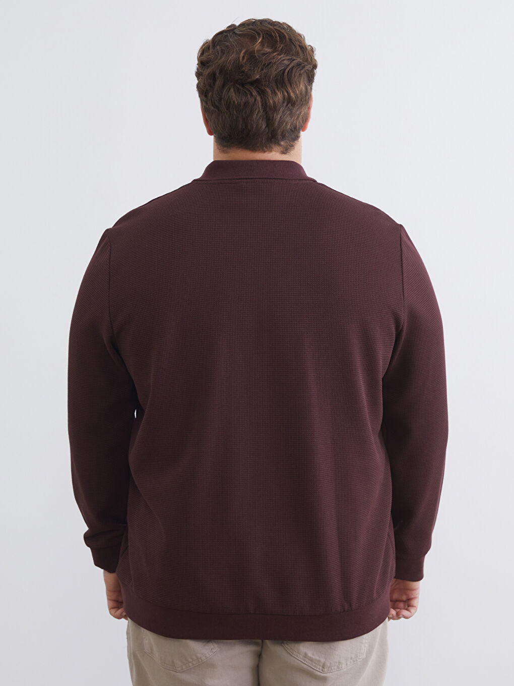 Bordo Polo Yaka Erkek Sweatshirt-3