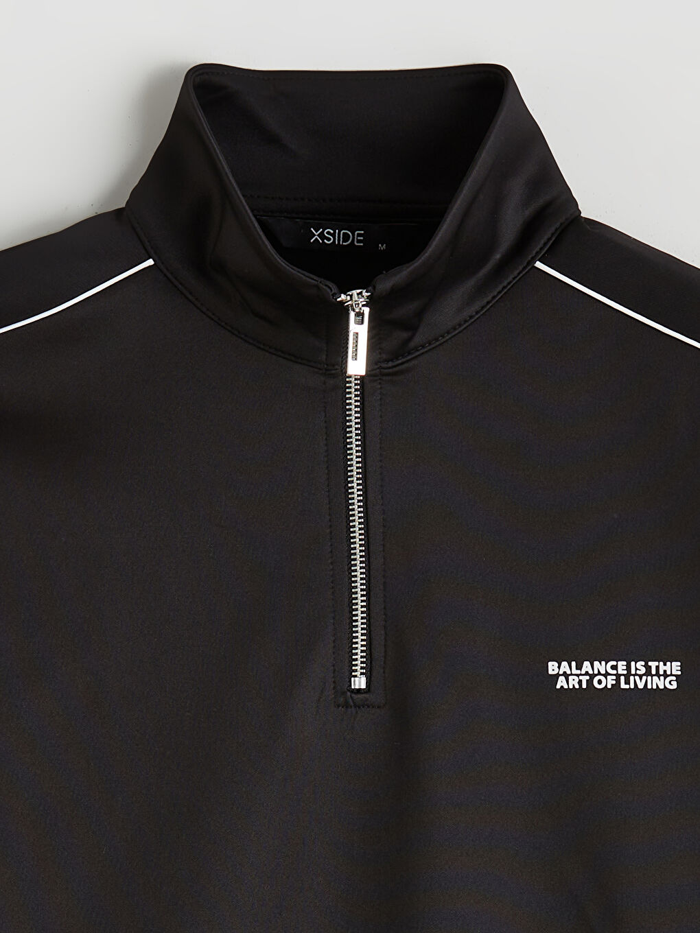 Siyah Dik Yaka Baskılı Erkek Sweatshirt-5