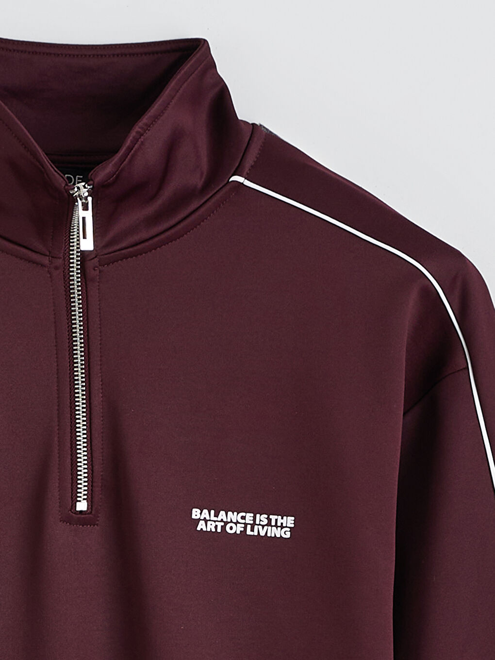 Mürdüm Dik Yaka Baskılı Erkek Sweatshirt-5