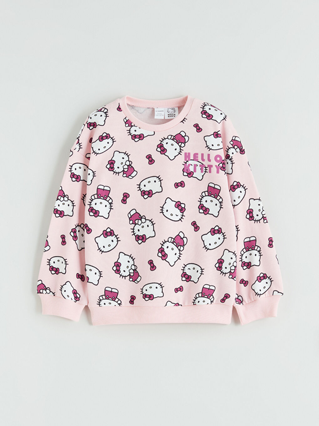 Pembe Hello Kitty Baskılı Kız Çocuk Kalın Sweatshirt