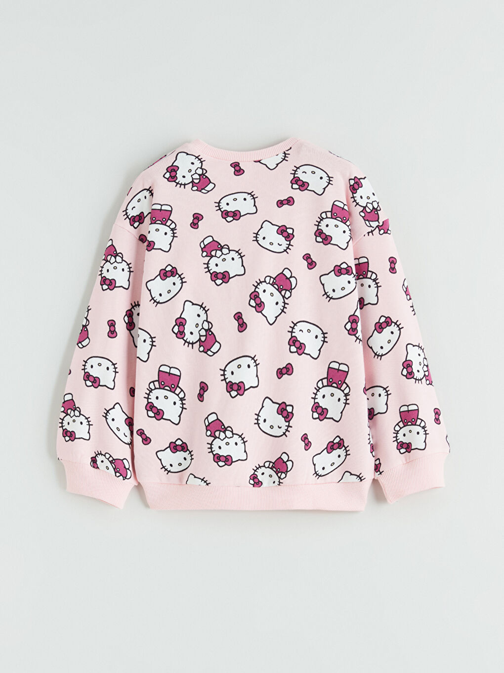 Pembe Hello Kitty Baskılı Kız Çocuk Kalın Sweatshirt-1