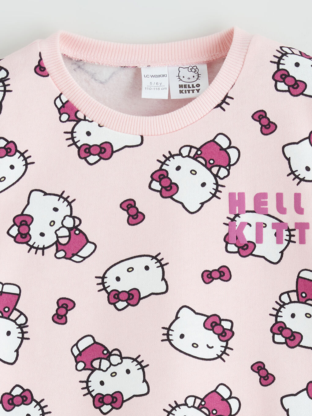 Pembe Hello Kitty Baskılı Kız Çocuk Kalın Sweatshirt-2