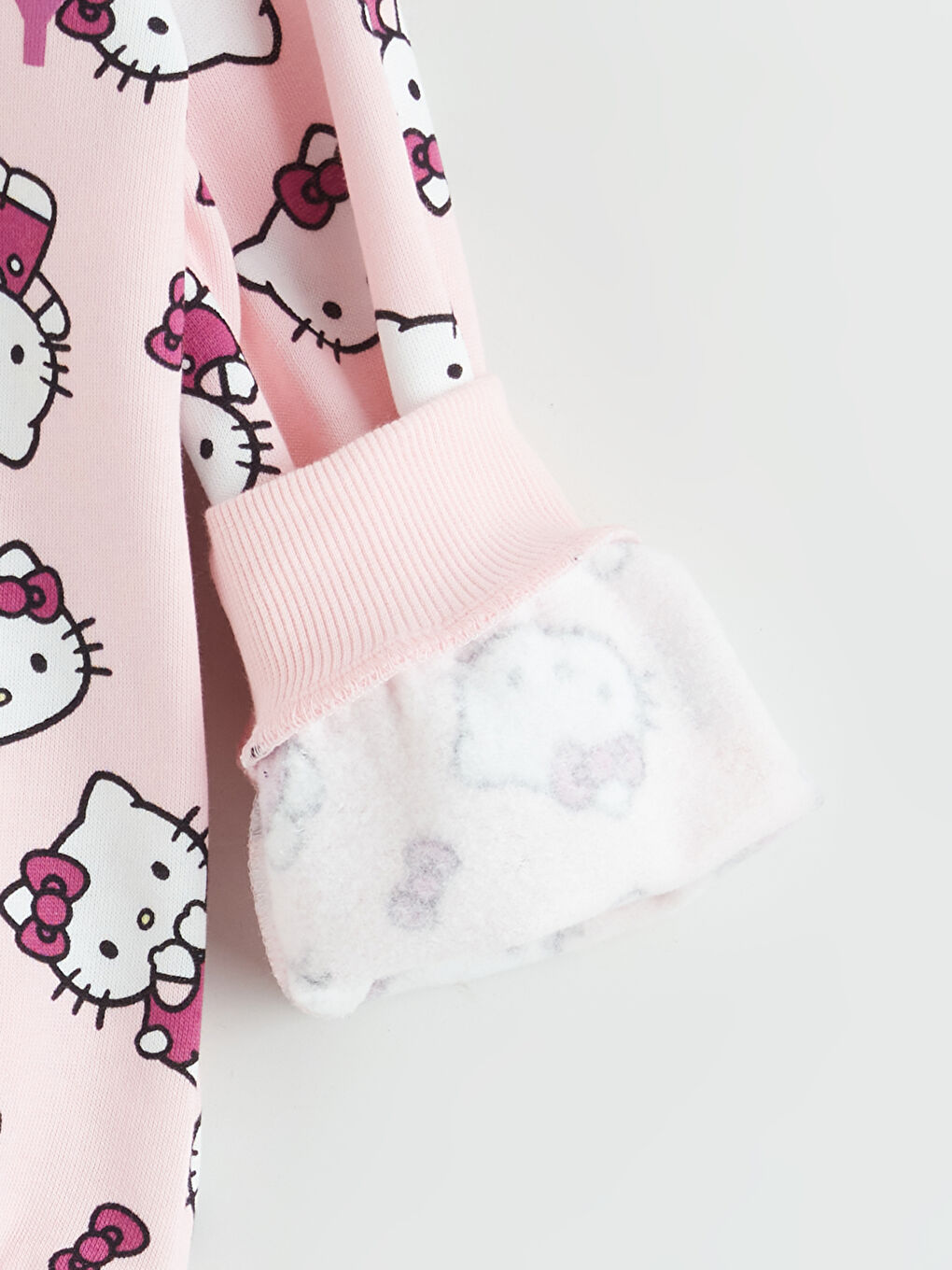 Pembe Hello Kitty Baskılı Kız Çocuk Kalın Sweatshirt-3