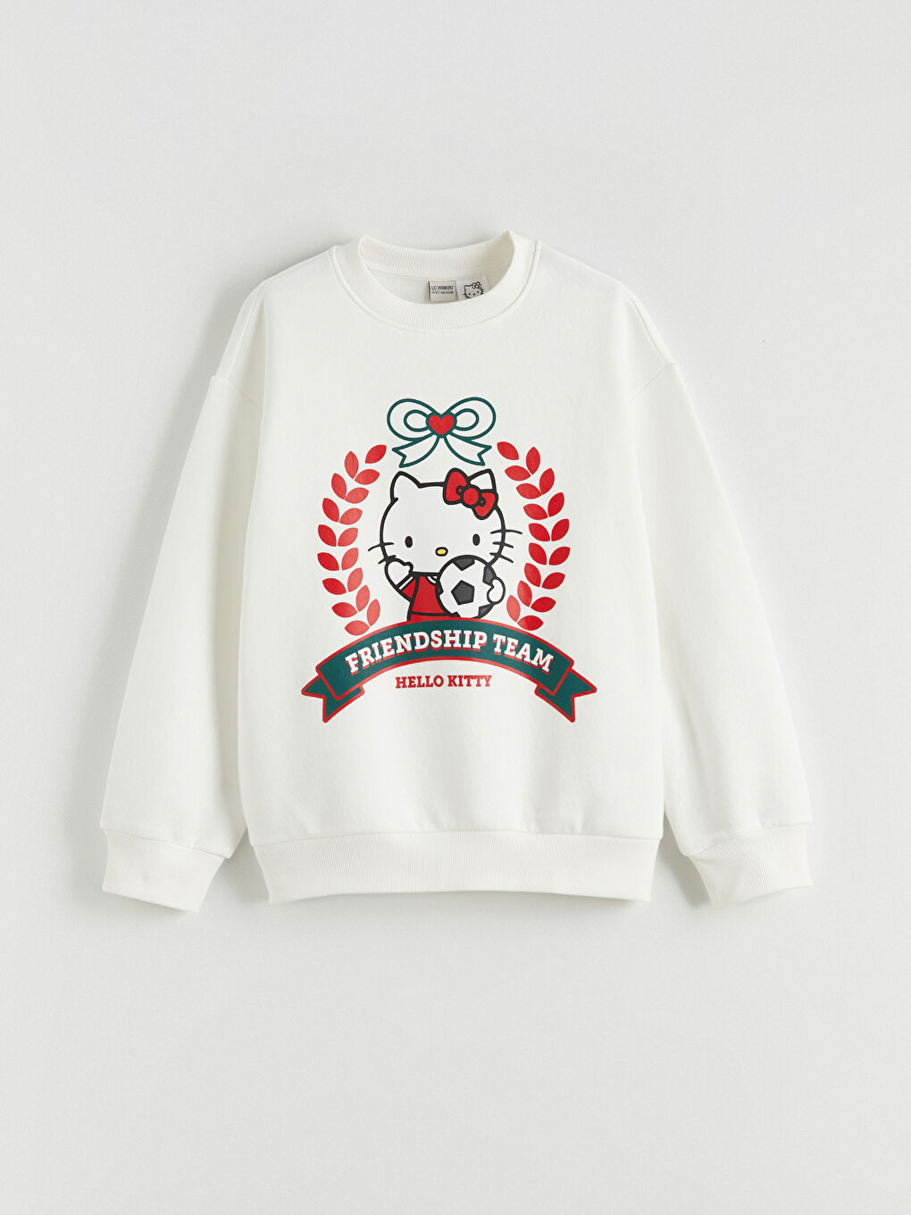 Ekru Hello Kitty Baskılı Kız Çocuk Kalın Sweatshirt