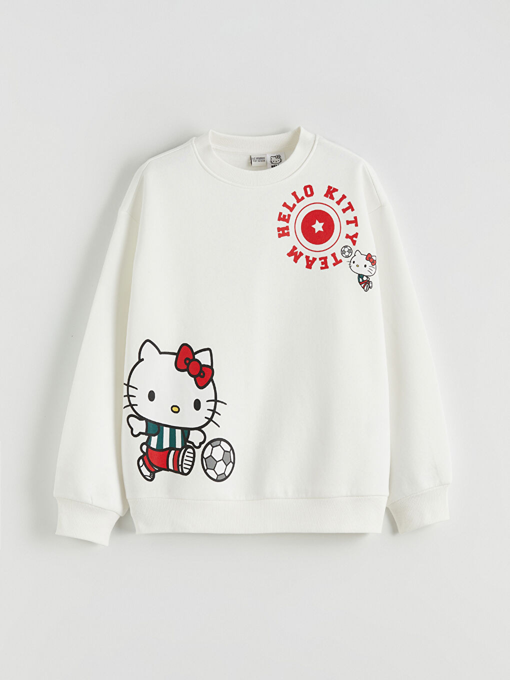Ekru Hello Kitty Baskılı Kız Çocuk Kalın Sweatshirt