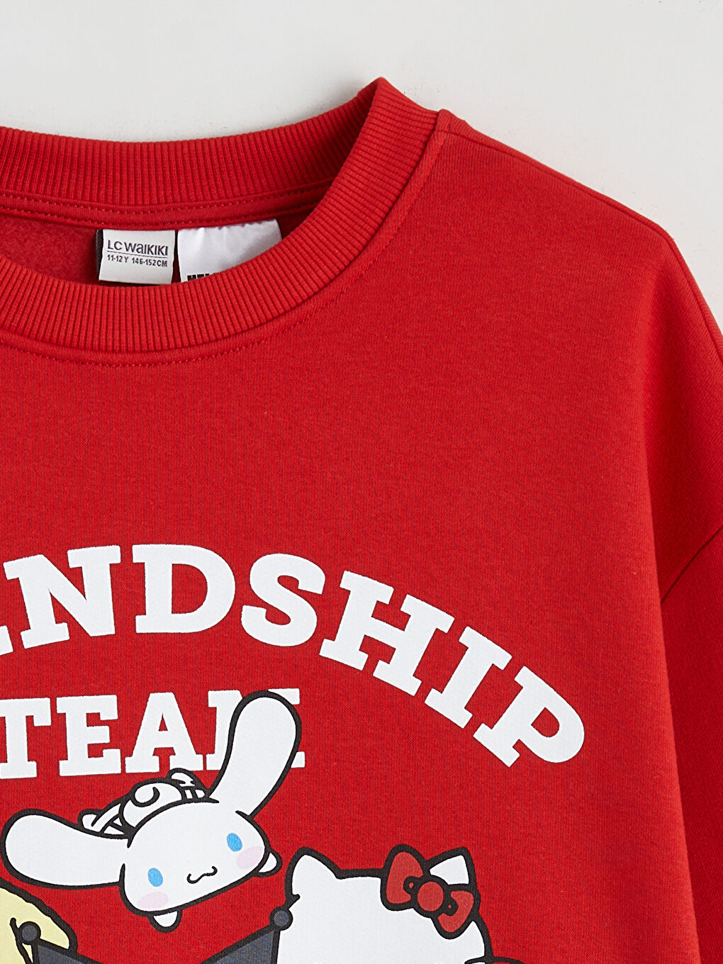 Kırmızı Hello Kitty Baskılı Kız Çocuk Kalın Sweatshirt-1