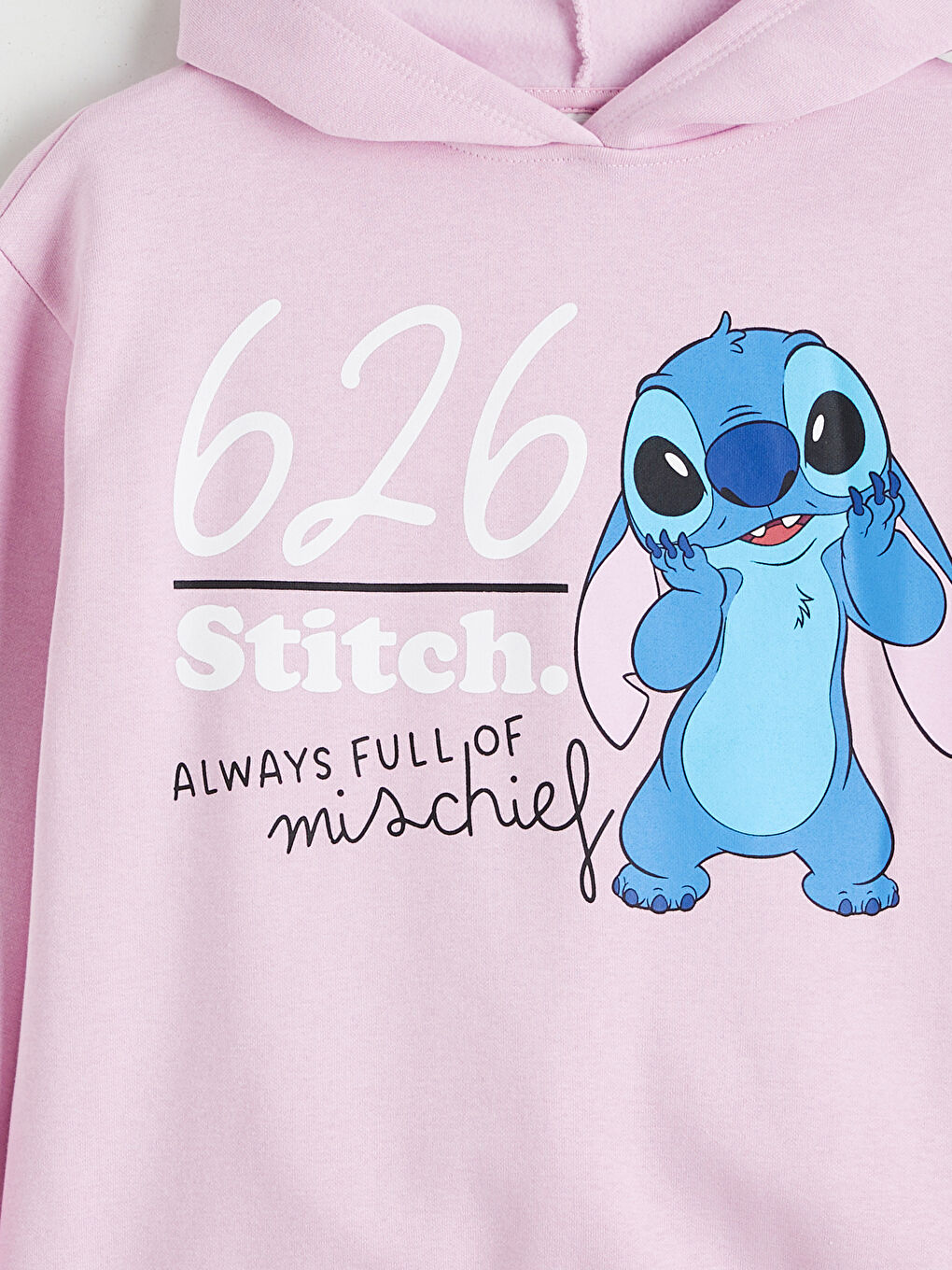 Lila Stitch Baskılı Kız Çocuk Kalın Sweatshirt-2