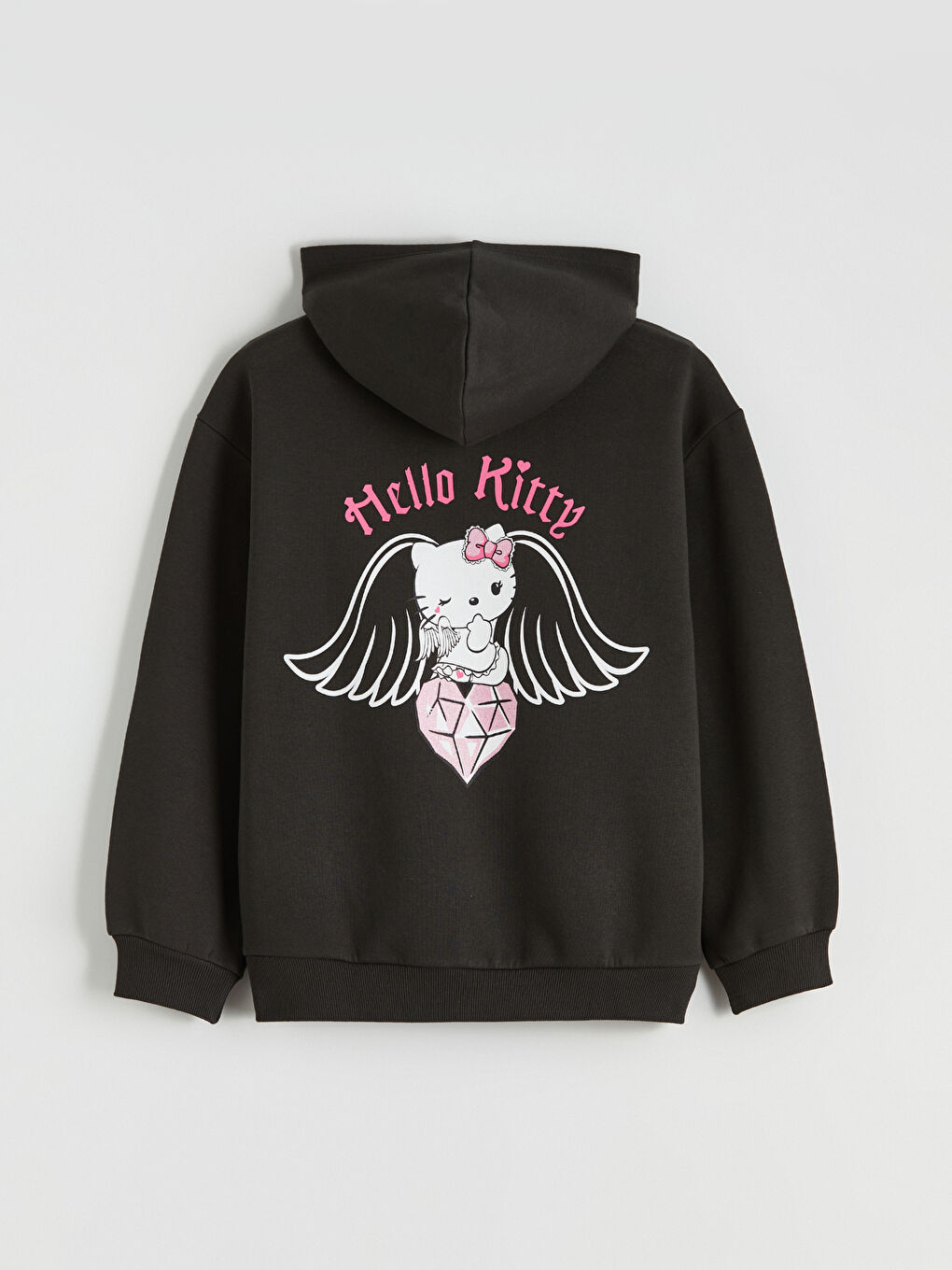 Gri Hello Kitty Baskılı Kız Çocuk Kalın Sweatshirt-3