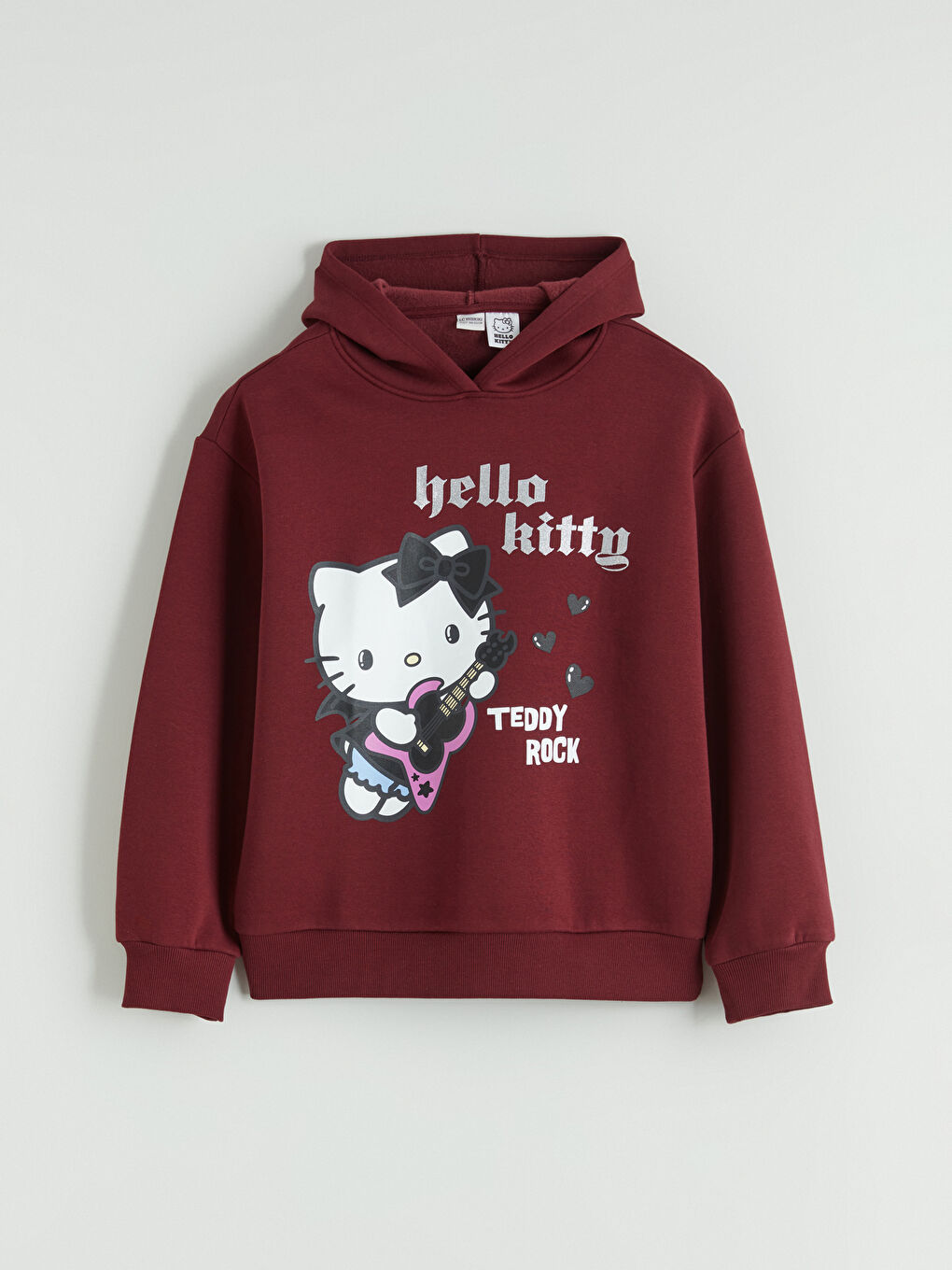 Bordo Hello Kitty Baskılı Kız Çocuk Kalın Sweatshirt