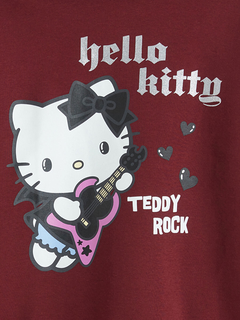 Bordo Hello Kitty Baskılı Kız Çocuk Kalın Sweatshirt-1