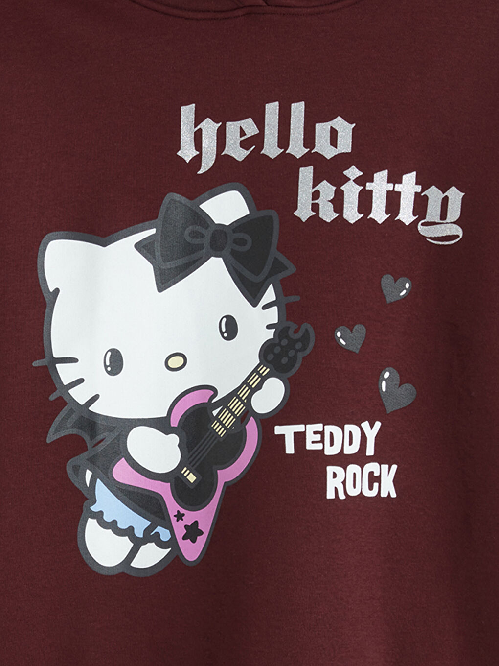 Bordo Hello Kitty Baskılı Kız Çocuk Kalın Sweatshirt-4
