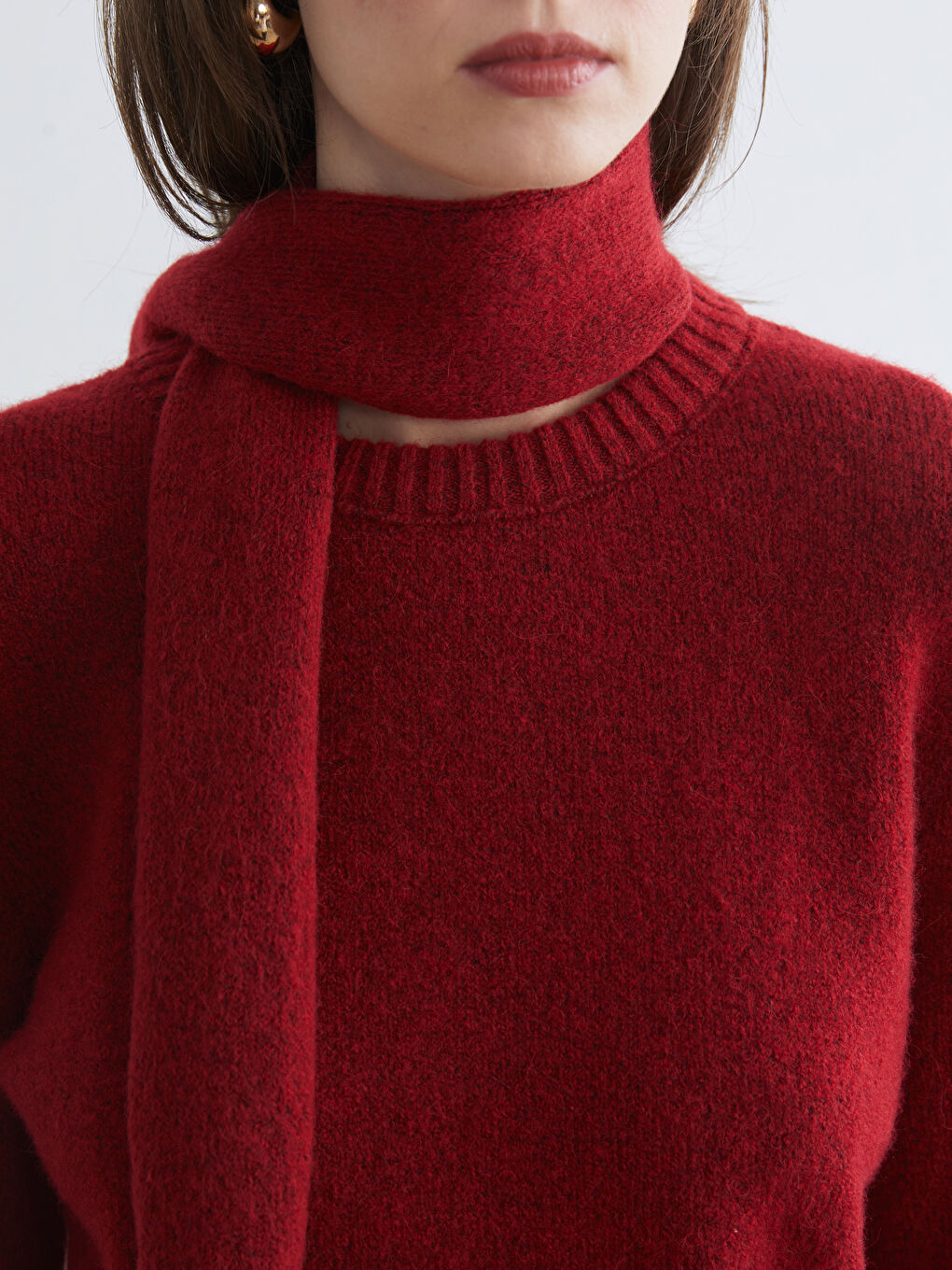 Женщины Красный Свитер-2