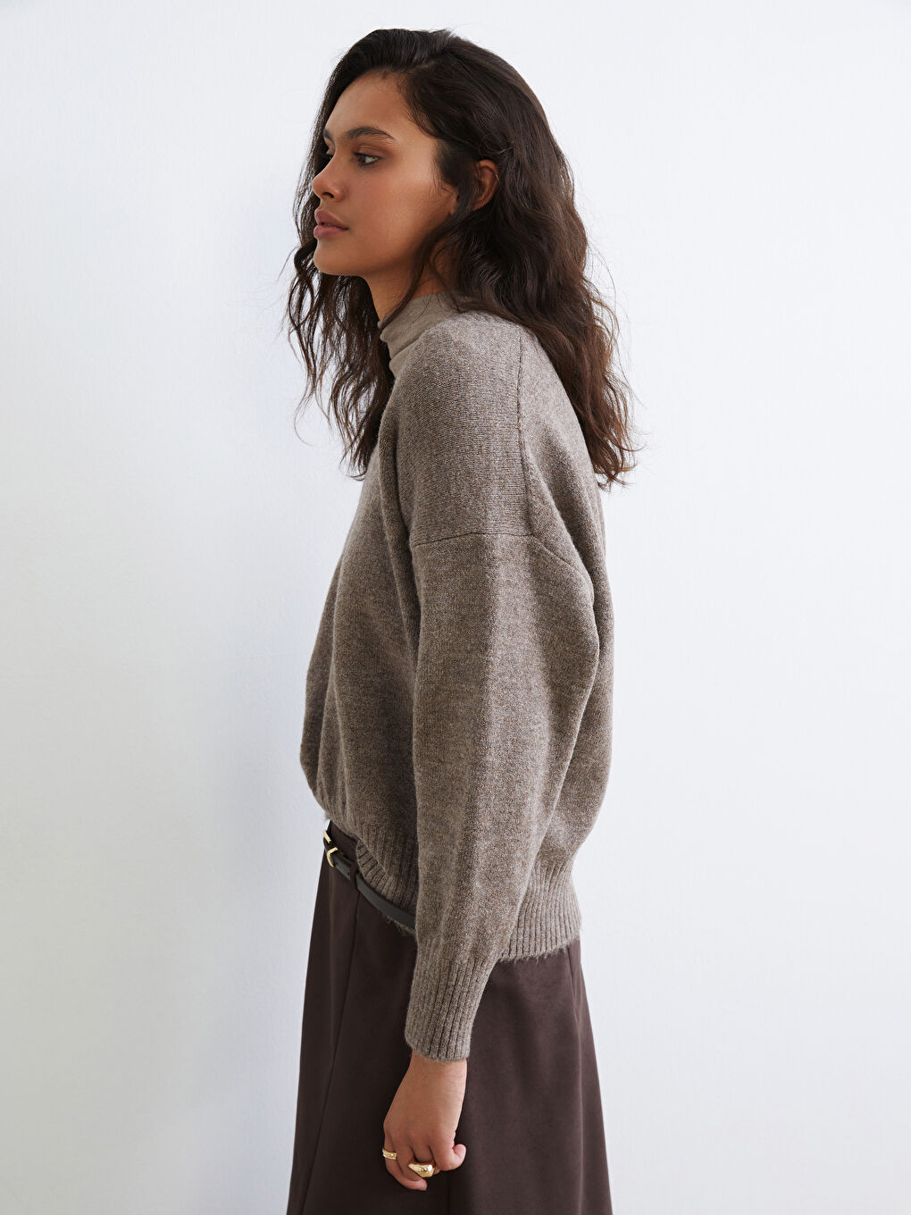 Свитер из трикотажа с V-образным вырезом, оверсайз, для женщин-5