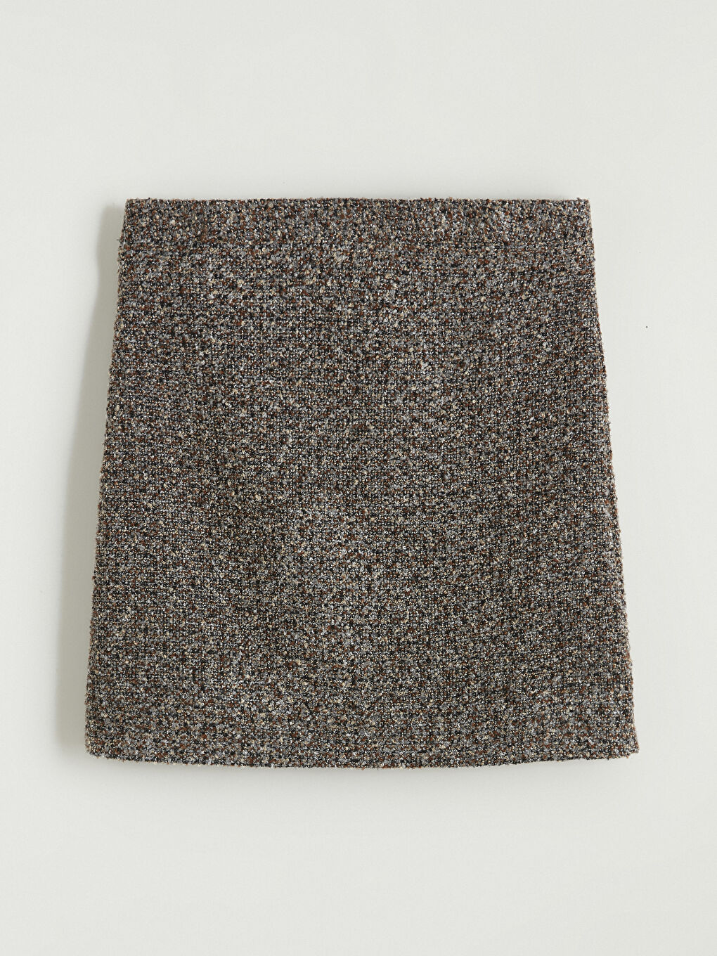 Gri Beli Fermuarlı Tüvit Mini Kalem Etek-4