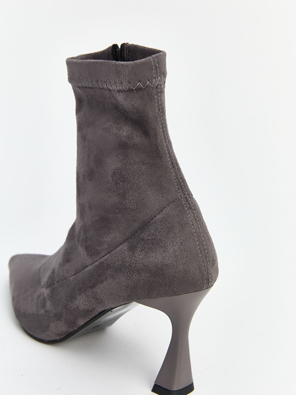 Gri Fermuarlı Kadın Topuklu Bot-3