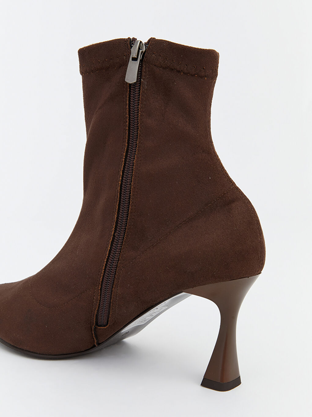 Kahverengi Fermuarlı Kadın Topuklu Bot-4