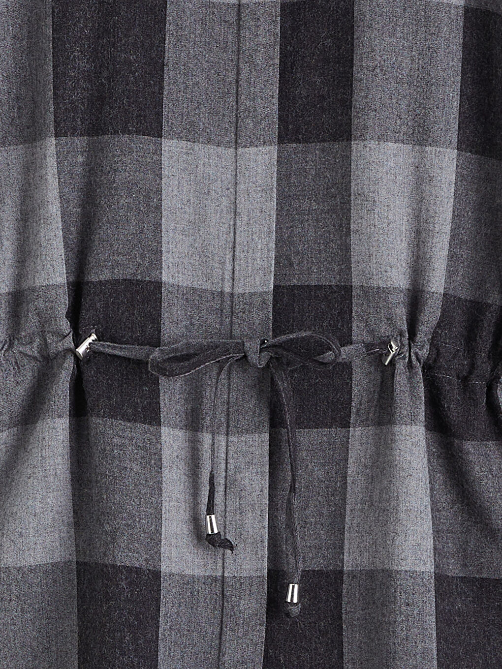 Gri Ekose Oversize Kadın Gömlek-5