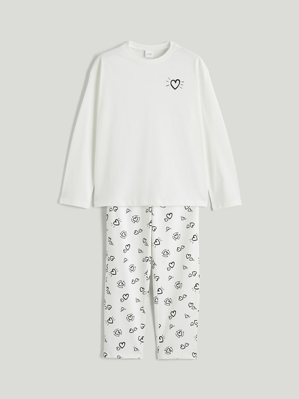 Комплект пижами за момичета с принт и кръгло деколте