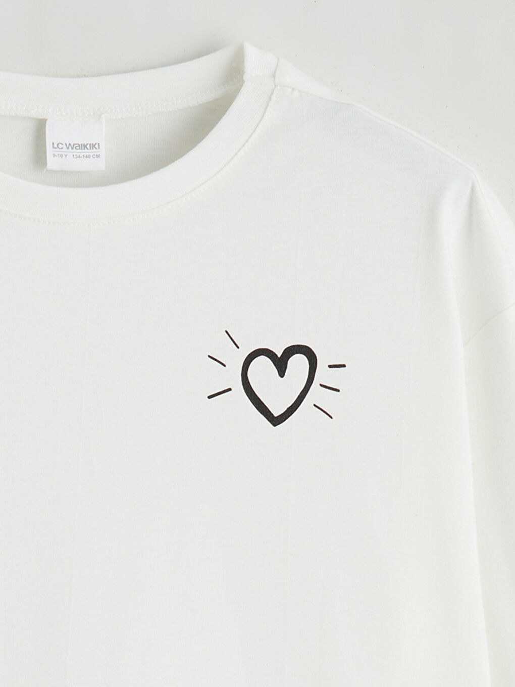 Комплект пижами за момичета с принт и кръгло деколте-2