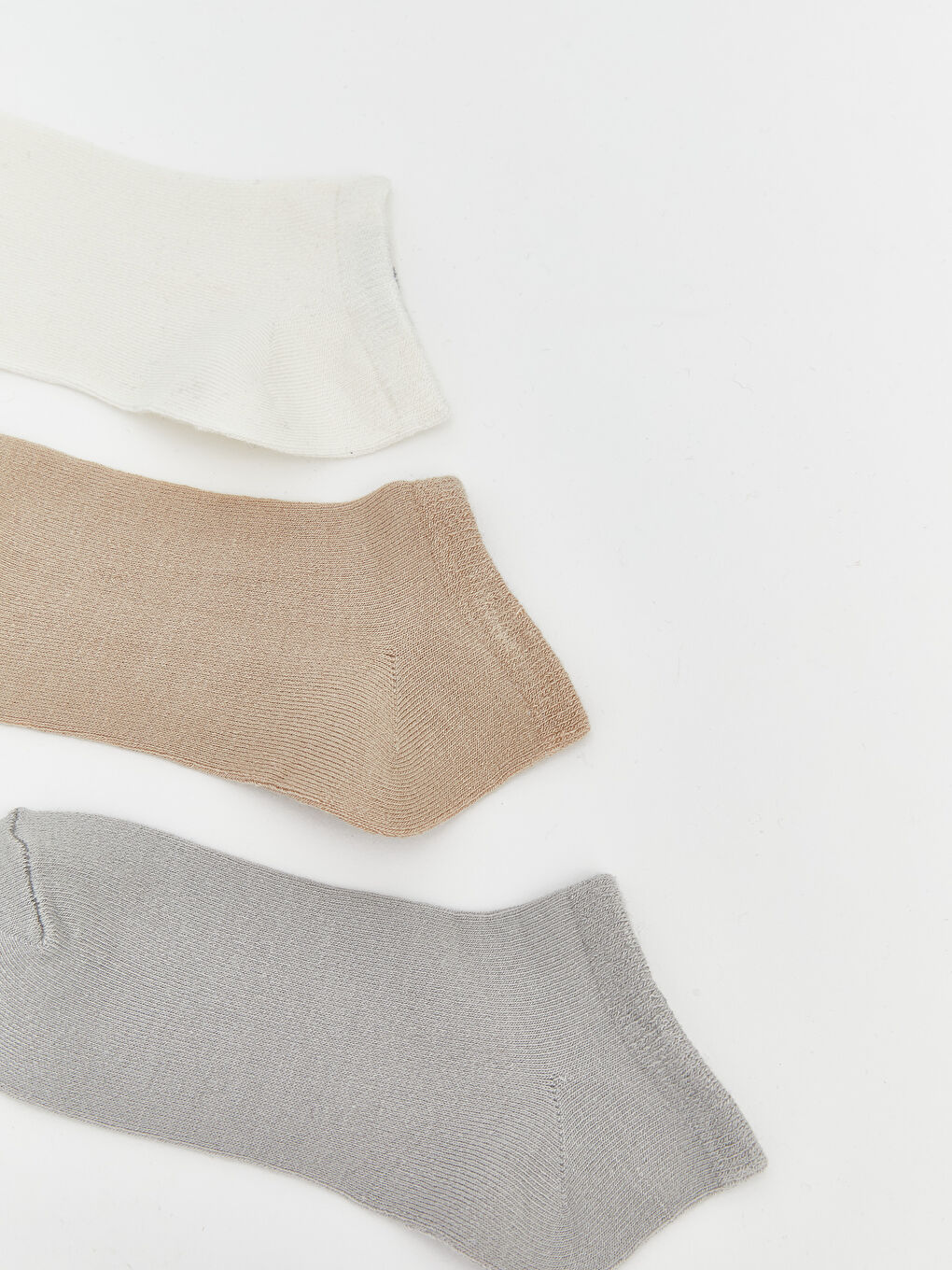 Ekru Kadın Düz Patik Çorap 5'li-1