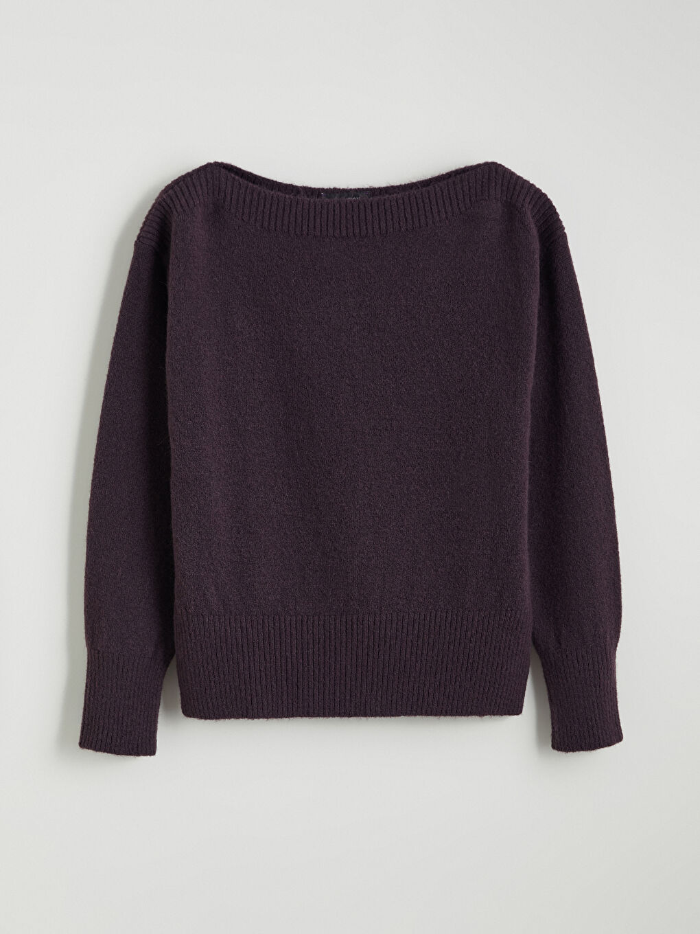 Mürdüm Kayık Yaka Kadın Triko Kazak-4