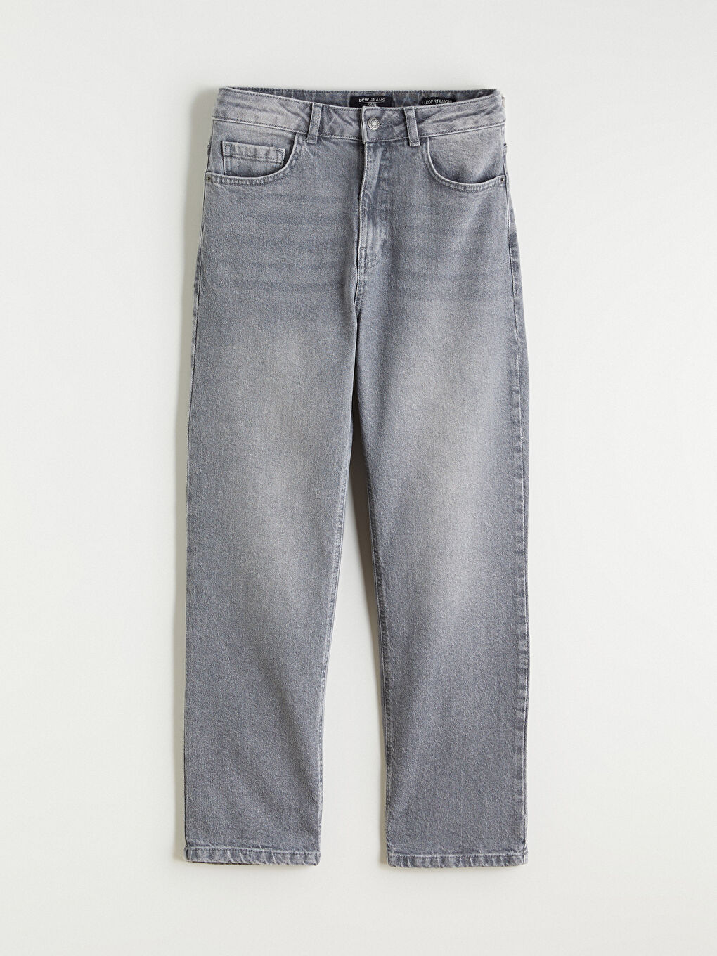 Gri Straight Fit Kadın Jean Pantolon-4