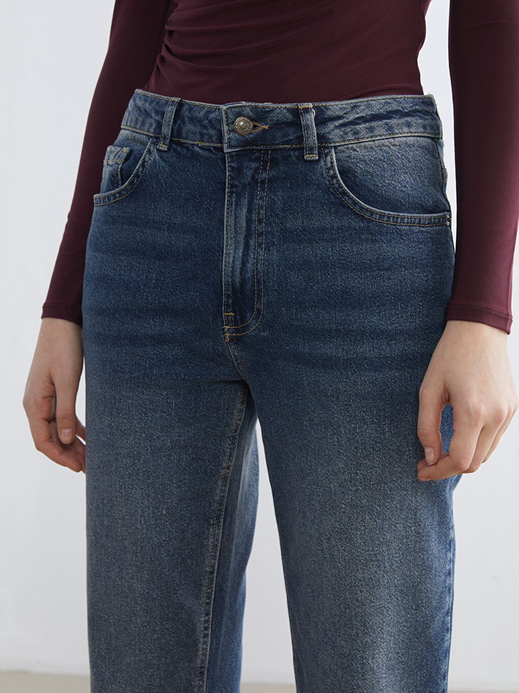 İndigo Straight Fit Kadın Jean Pantolon-2