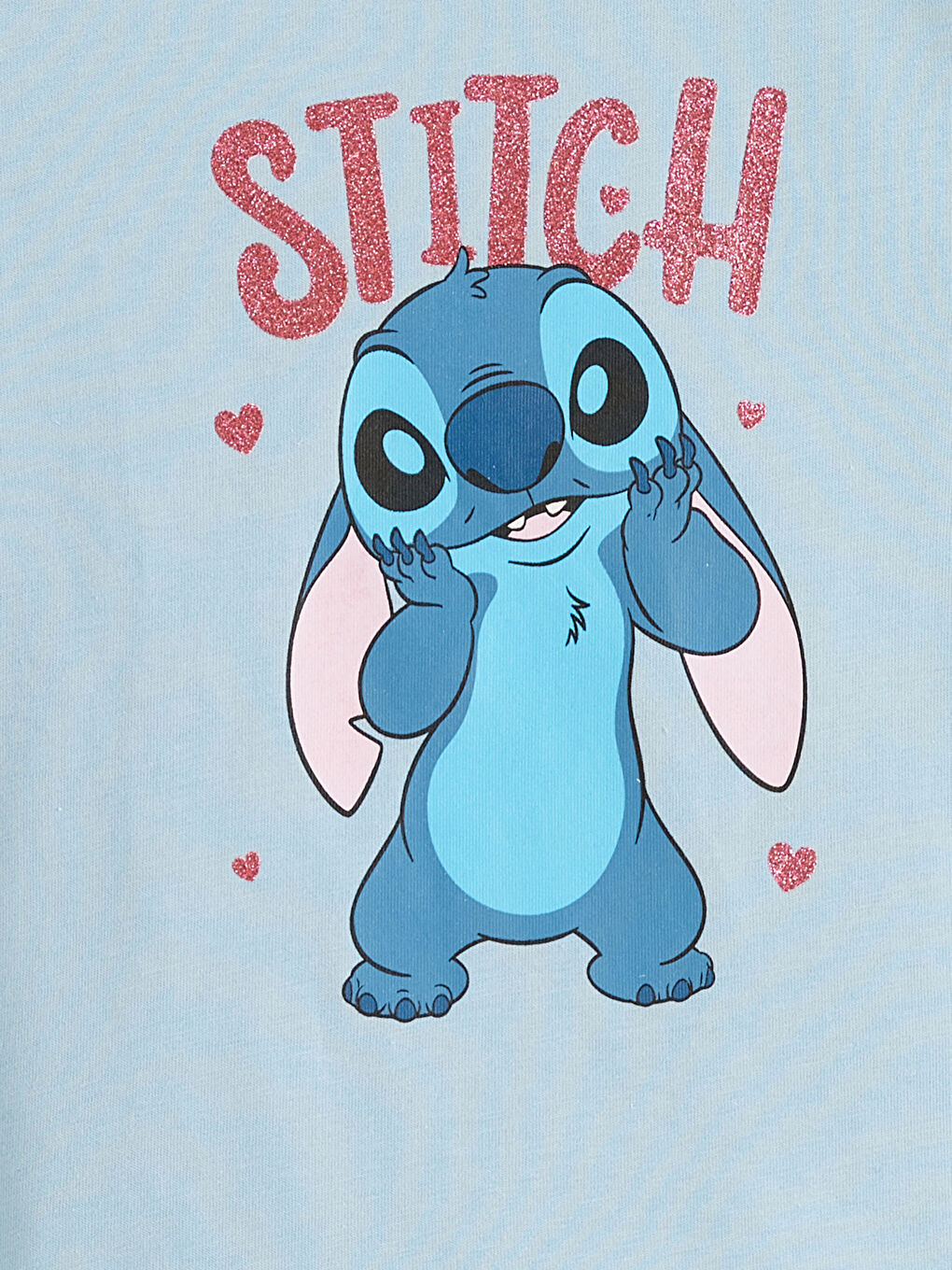 Mavi Bisiklet Yaka Lilo & Stitch Baskılı Kız Bebek Tişört-1