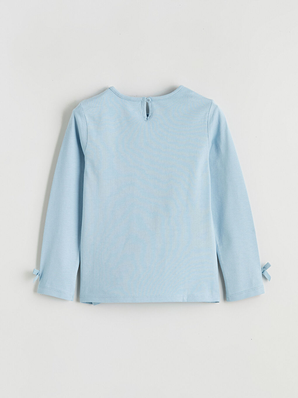 Mavi Bisiklet Yaka Lilo & Stitch Baskılı Kız Bebek Tişört-2