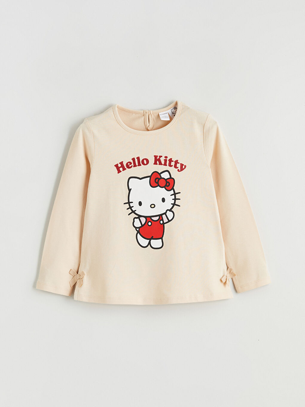 Bej Bisiklet Yaka Hello Kitty Baskılı Kız Çocuk Tişört