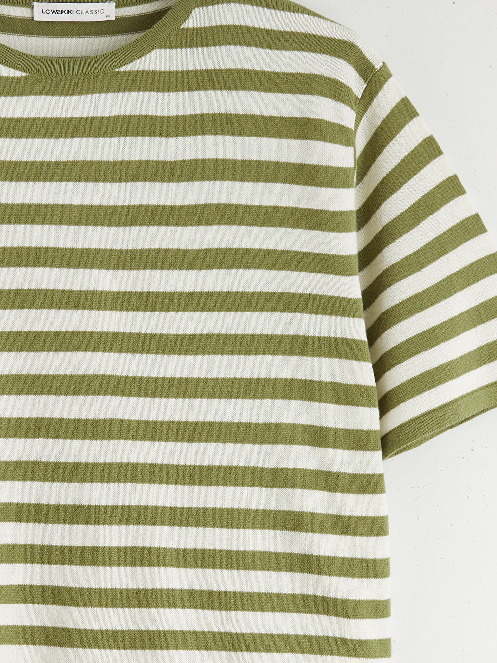 Yeşil Bisiklet Yaka Çizgili Kadın Triko Kazak-5