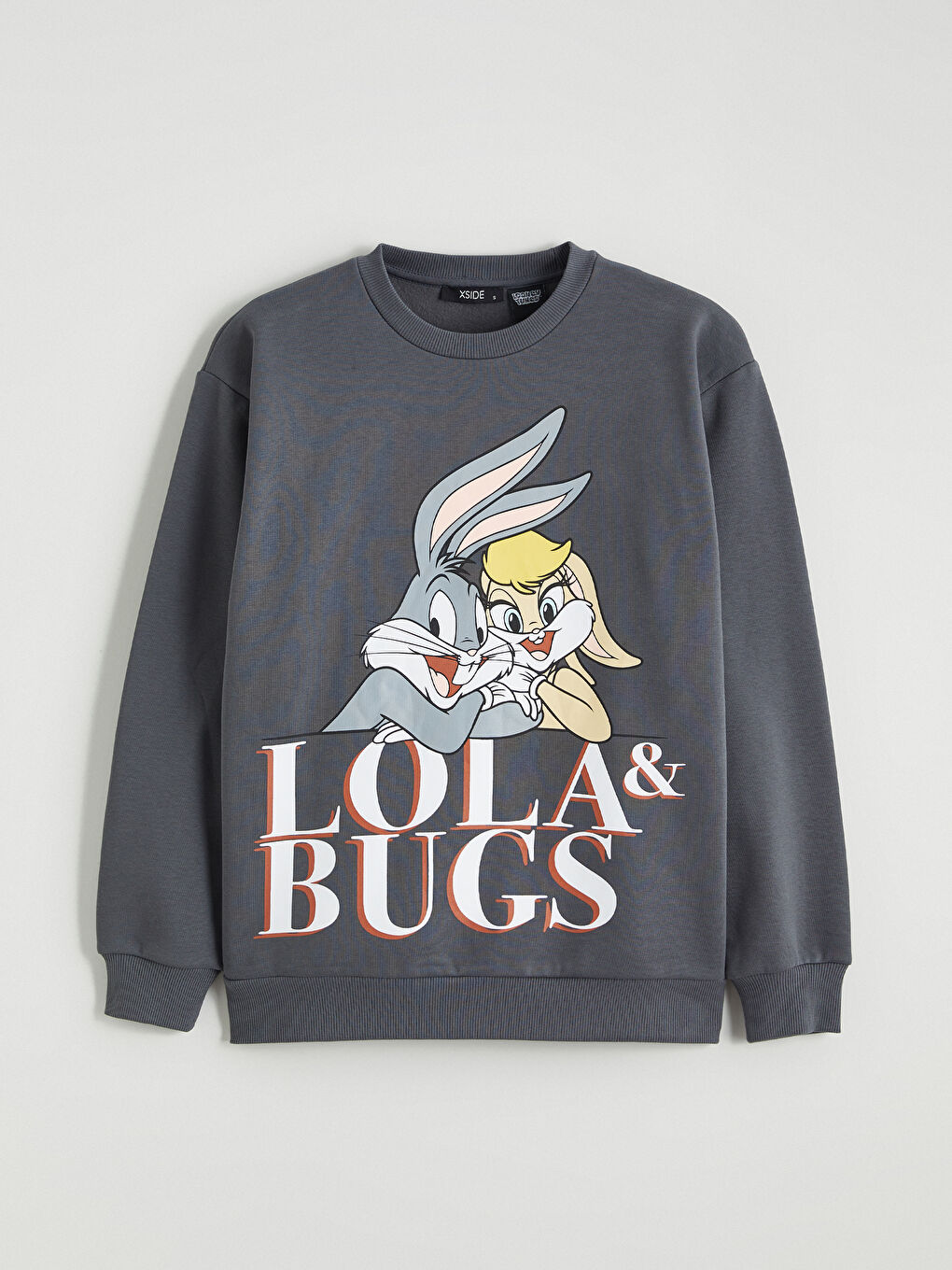 Antrasit Bugs Bunny Baskılı Oversize Kadın Kalın Sweatshirt-4
