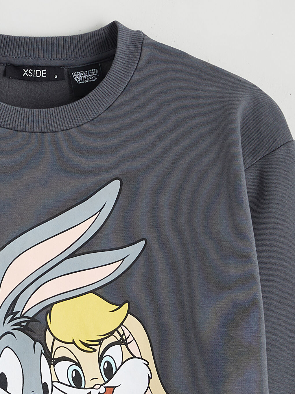 Antrasit Bugs Bunny Baskılı Oversize Kadın Kalın Sweatshirt-6
