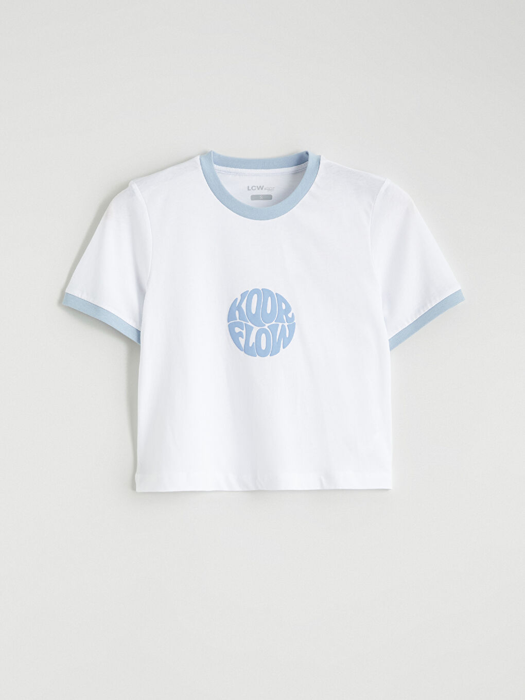 Beyaz Bisiklet Yaka Baskılı Kadın Spor Tişört-4