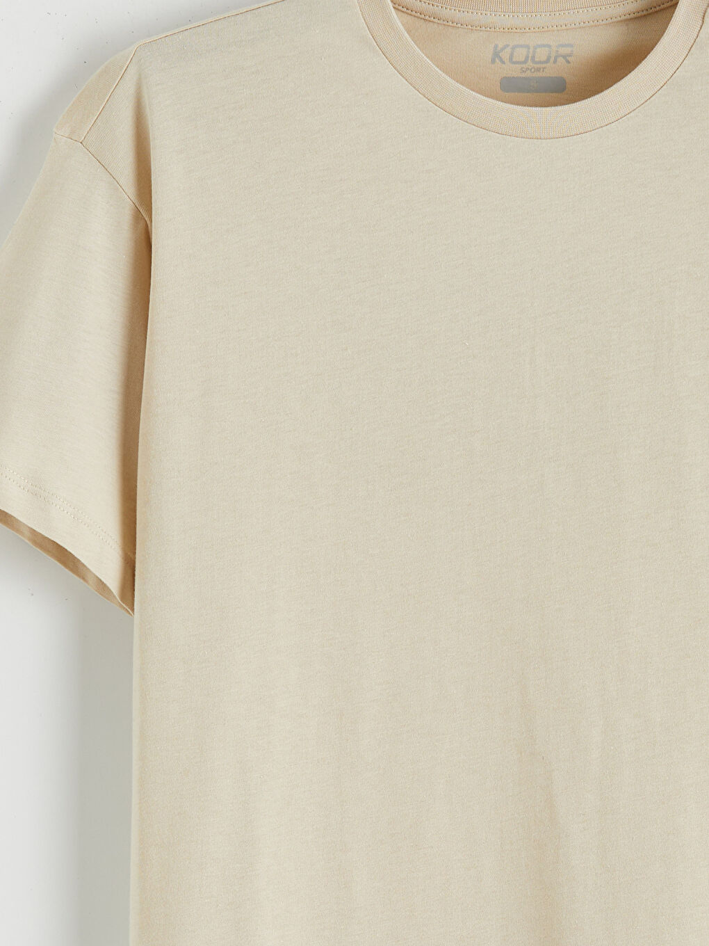 Bej Bisiklet Yaka Baskılı Oversize Kadın Spor Tişört-6