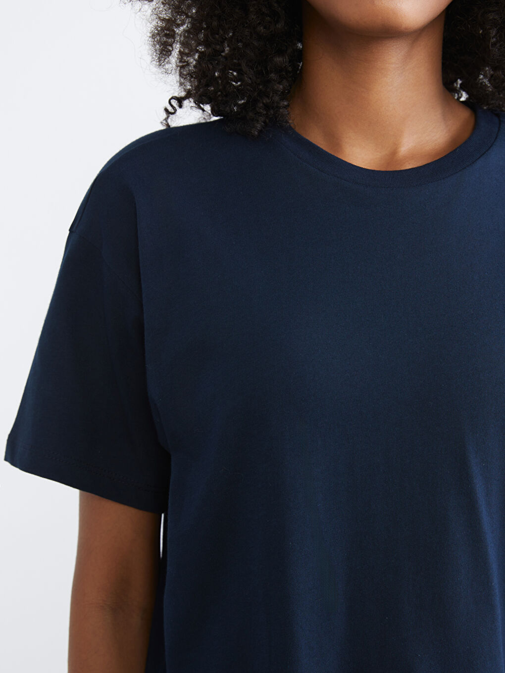 Mavi Bisiklet Yaka Baskılı Oversize Kadın Spor Tişört-3