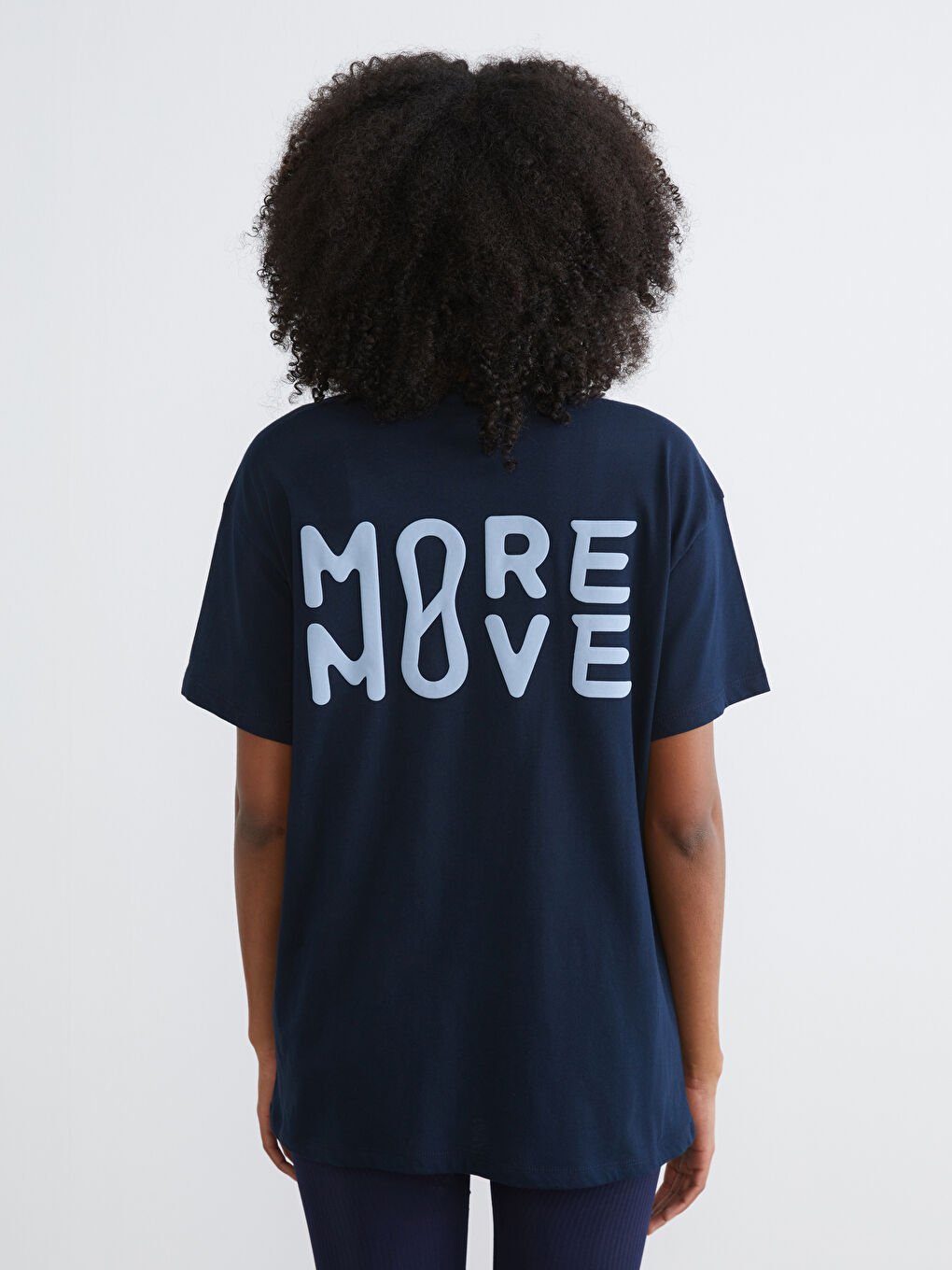 Mavi Bisiklet Yaka Baskılı Oversize Kadın Spor Tişört-4