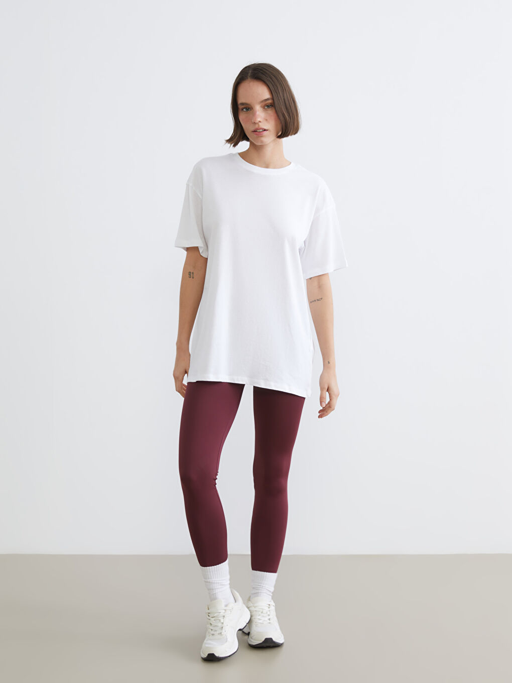 Crew Neck Printed Oversize Women's Sports T-Shirt-1