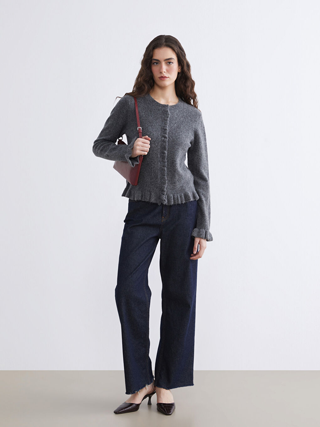 Crew Neck Women's Knitwear Cardigan-1