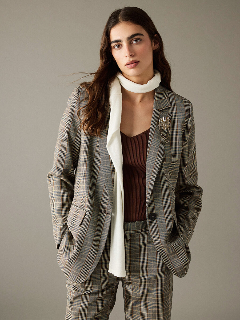 Plaid Women's Blazer Jacket