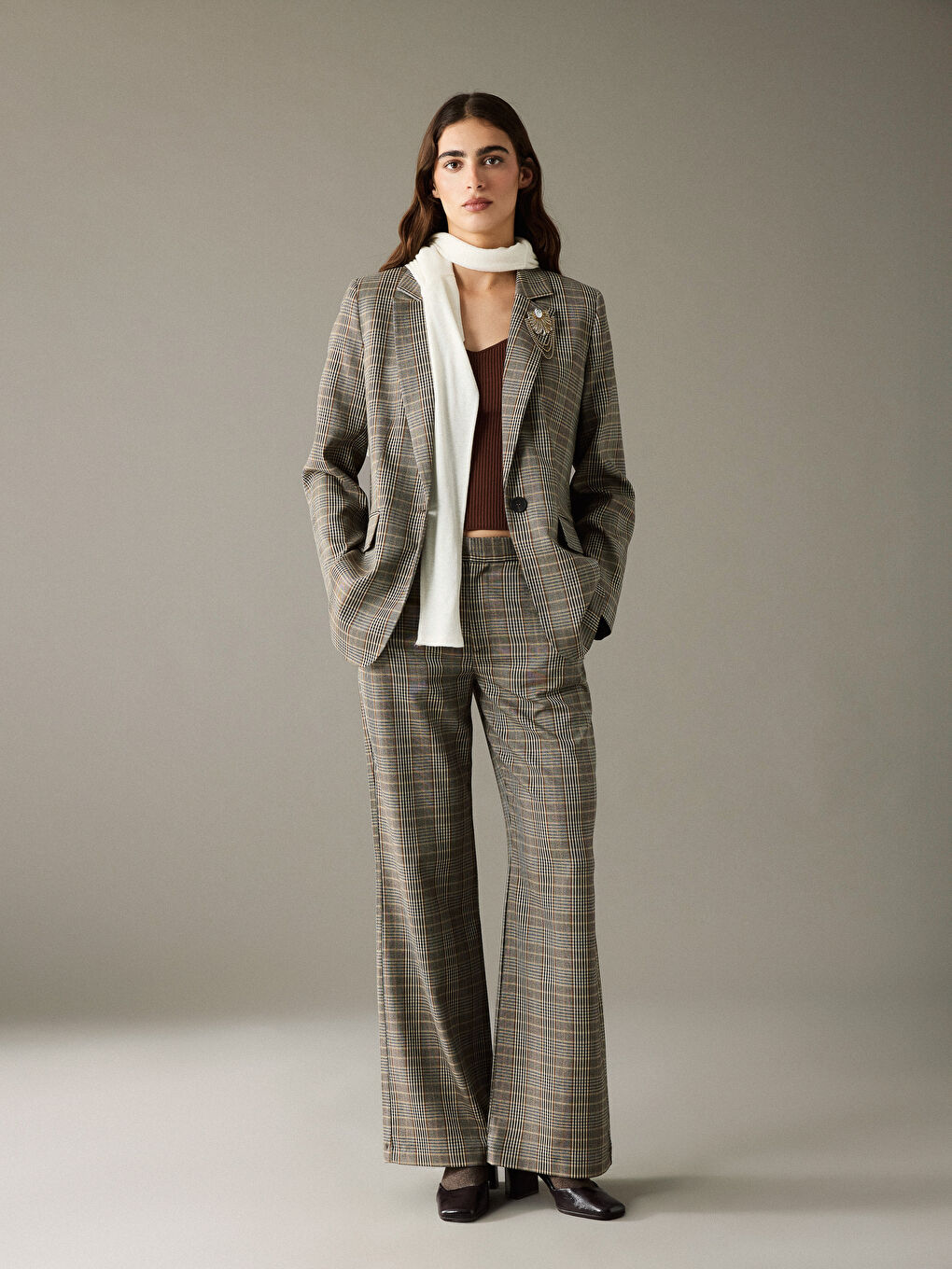 Plaid Women's Blazer Jacket-1