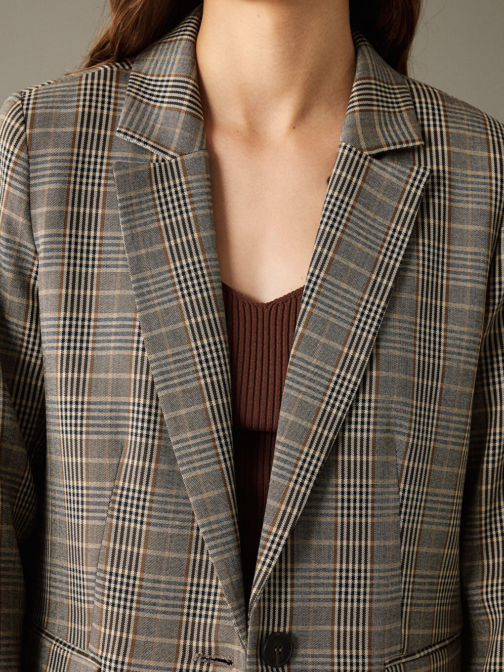 Plaid Women's Blazer Jacket-2