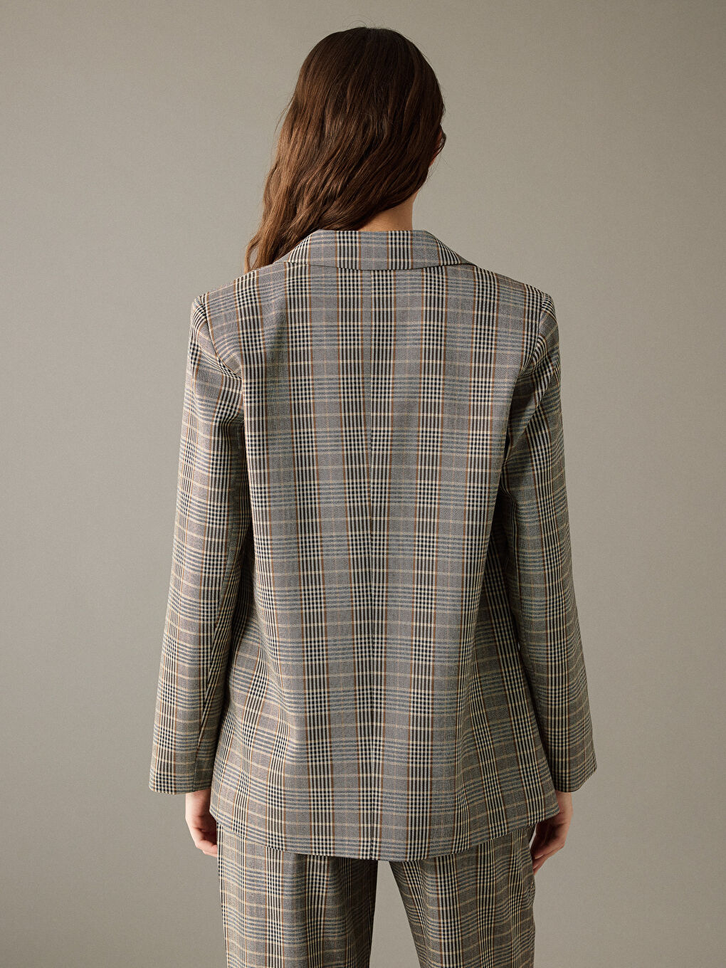 Plaid Women's Blazer Jacket-4