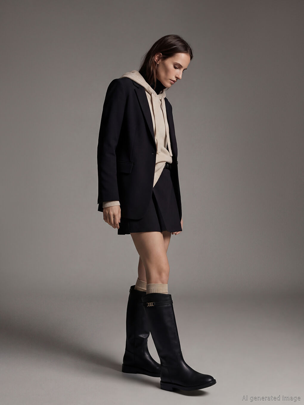 Siyah Krep Kadın Blazer Ceket