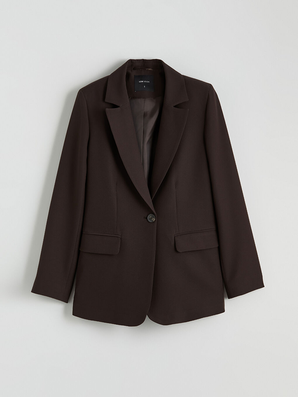 Kahverengi Krep Kadın Blazer Ceket-5