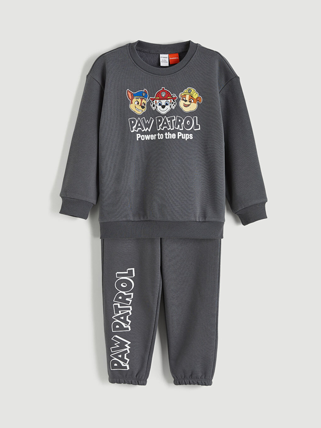 Gri Bisiklet Yaka Paw Patrol Baskılı Erkek Çocuk  Sweatshirt ve Eşofman Alt 2'li Takım-2