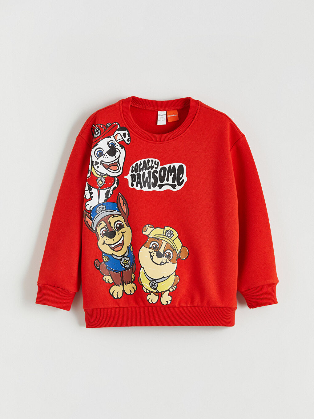 Kırmızı Bisiklet Yaka Paw Patrol Baskılı Erkek Çocuk Sweatshirt-2