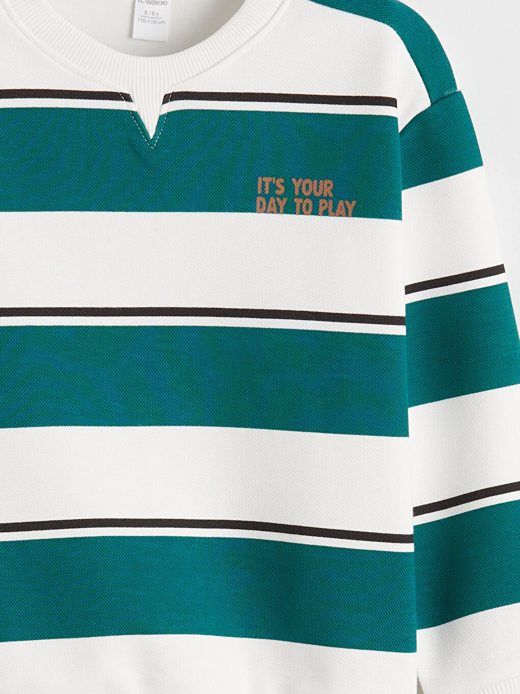 Суитшърт с кръгло деколте и раиран десен за момчета-2